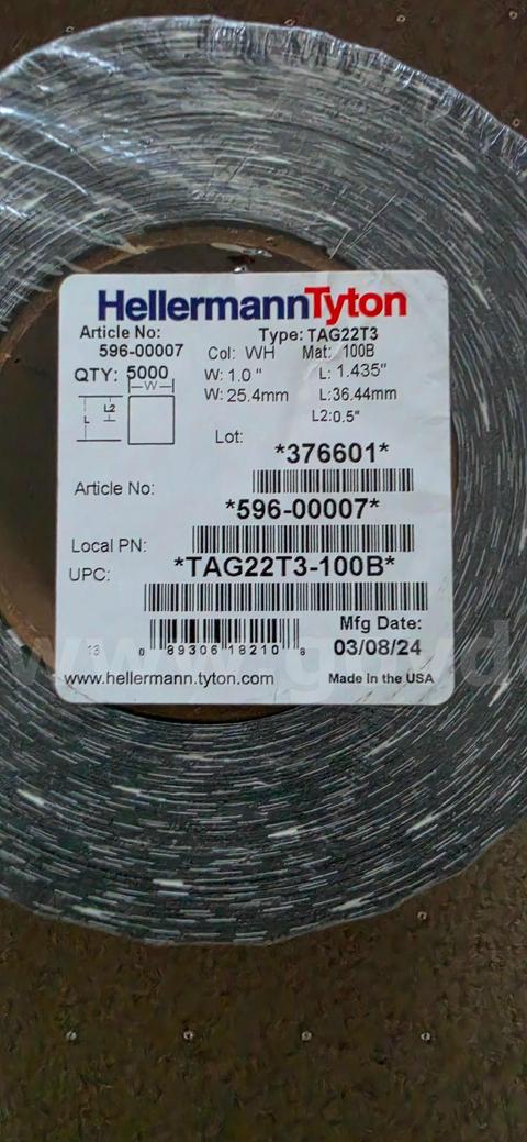 4 NEW ROLLS OF HELLERMANN TYTON TAG22T3