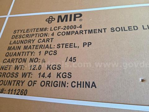 Eight (8) MIP Four-Compartment Soiled Linen Carts