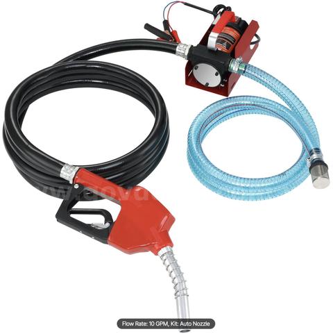 FREE SHIPPING - New 12V Diesel Fuel Transfer Pump Kit 10 GPM w/ Auto Nozzle Hose Portable