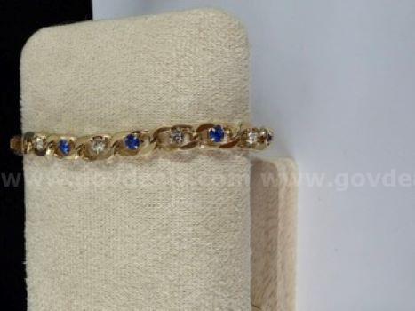 Gorgeous, 24k Gold, 8 Inch, CZ Sapphire, Tennis Bracelet