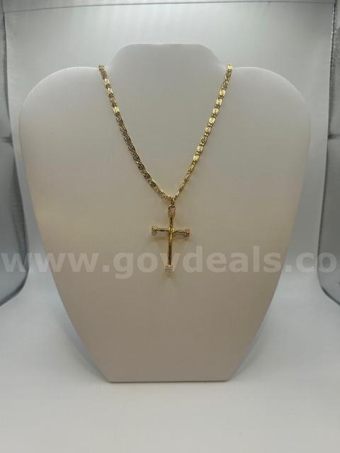 23β,Byzantine Cross Necklace 24K Real Gold Plated