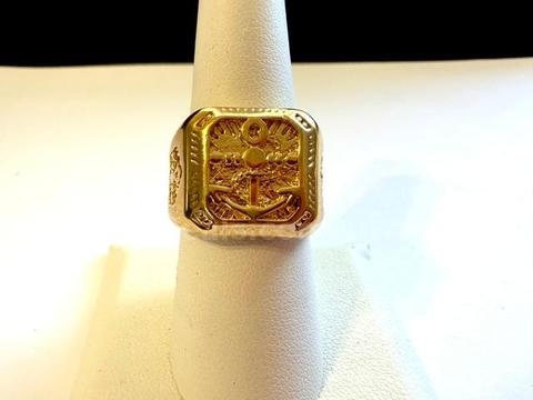 Beautiful, Men's, 24k Gold, Size 8, Mariners, Religious Ring