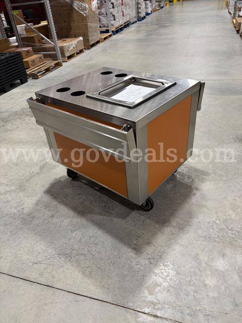 Condiment Station on wheels with fold down sides
