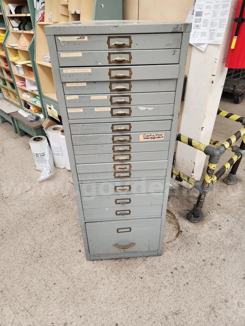 Vintage 16 Drawer Metal Forms Cabinet. PSN 203 -