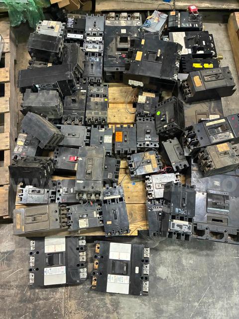 Lot of 52 Industrial heavy-duty, 3-pole Circuit Breakers – High Amperage Bulk Pa