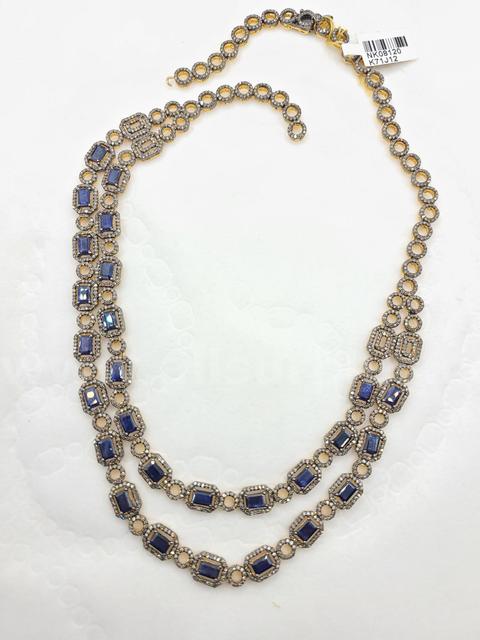 27 Blue Sapphires 1786 Round Diamonds Necklace Stunning!