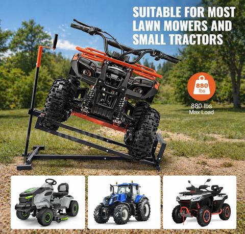 Free Shipping New Ride-On Lawn Mower Lift Jack 880 lb Capacity Telescopic Crank Lift