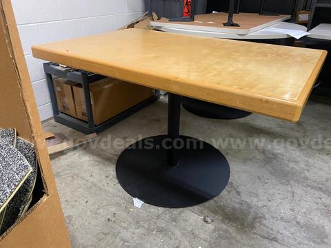 Pedestal Table w/ Metal base & Wood top