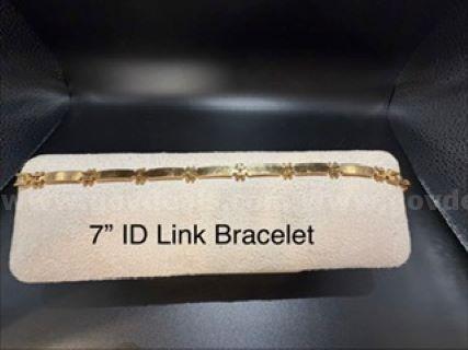Beautiful, Ladies, 7 Inch, ID Link Bracelet, Real 24k Gold Plated