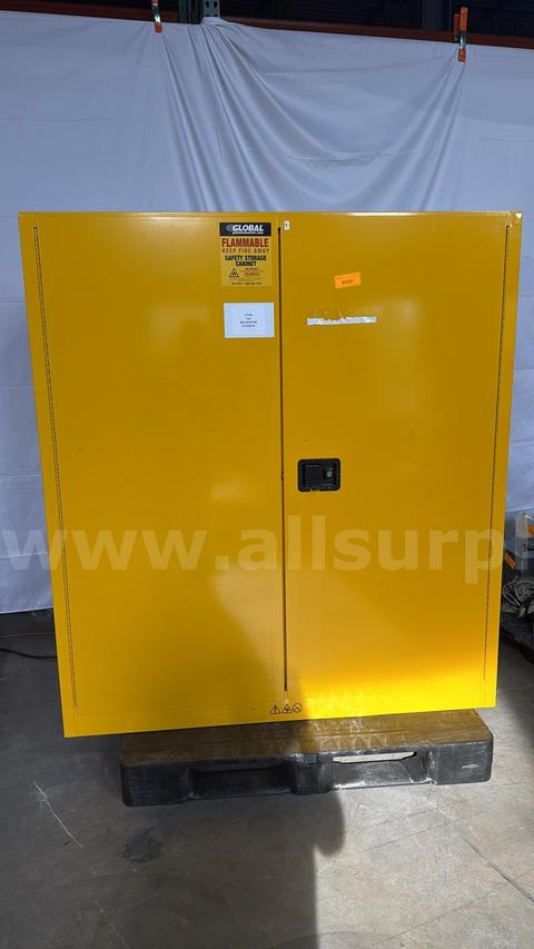 Global Industrial 90 Gallon Flammable Storage Safety Cabinet, 2-Door, Drum Rollers, OSHA Compliant