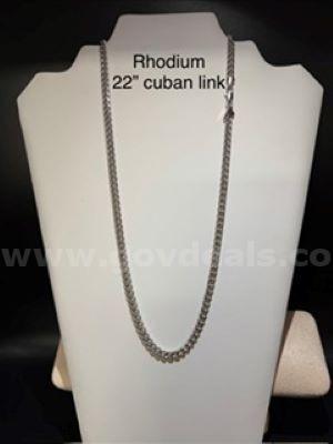 Beautiful, Rhodium Clad (Silver), 22 Inch, Cuban Link Necklace