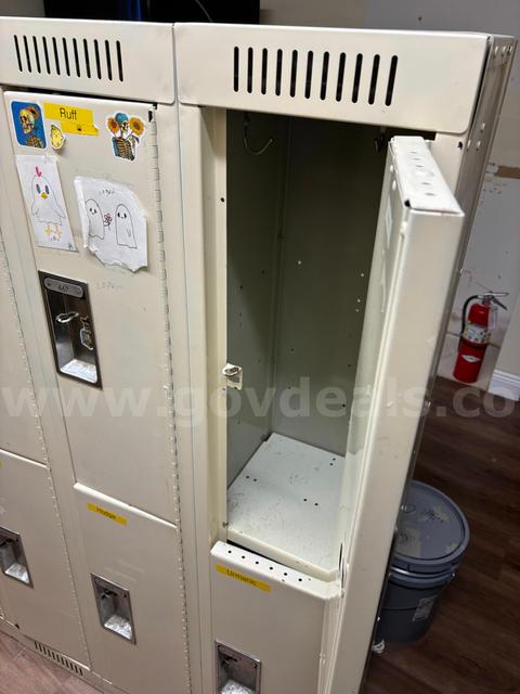 wall of individual locking personal lockers