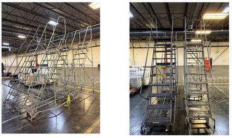 Rolling Ladders qty 2 with left and right handrails built to withstand heavy loads