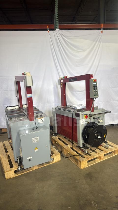 2ea PAC SM65-FA Fully Automatic Strapping Machine, 65 Straps/Min, 25.6"x19.7" Arch, 110V