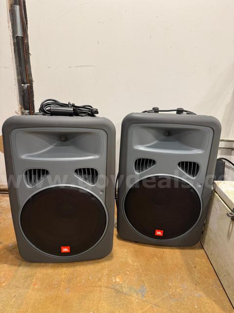 JBL EON15P-1 speakers and stands