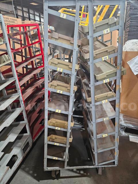 Lot of 7 Tray Holder Racks on wheels
