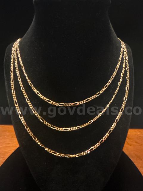 24k Gold, 18-22” Elegant Tri Figaro Necklace. Read ⬇️
