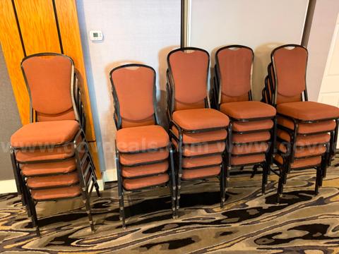 Lot of 24 red upholstered chairs