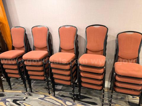 Lot of 24 red upholstered chairs