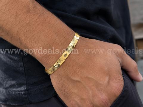 7.5” Mens Diamond Cut ID Bracelet . 24K Real Gold Filled