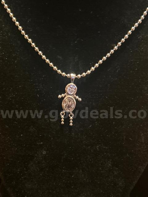 Gorgeous, Silver 24”, Beaded Chain W/ Diamond CZ Little Boy Read⬇️