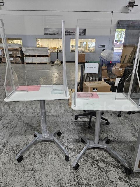 2 Mini Portable Desks with Portable Shields for Auction. Sold As Is.