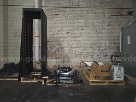 Lot of misc audio and visual equipment & 1 server rack