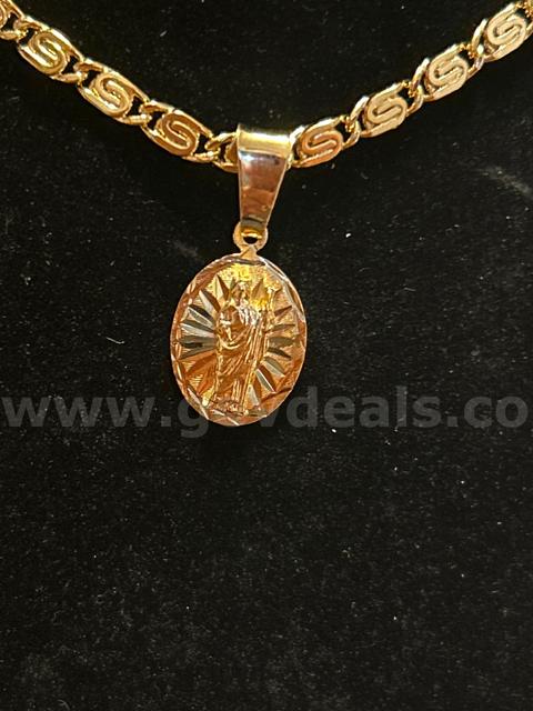 24k Gold, Jesus Oval Medal Pendant W/22”Necklace. Read ⬇️