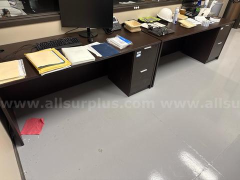 Qty. 2 Dark Brown Laminate Desks