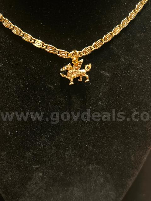 Small Dragon w/22” Necklace. 24K Real Gold Plated
