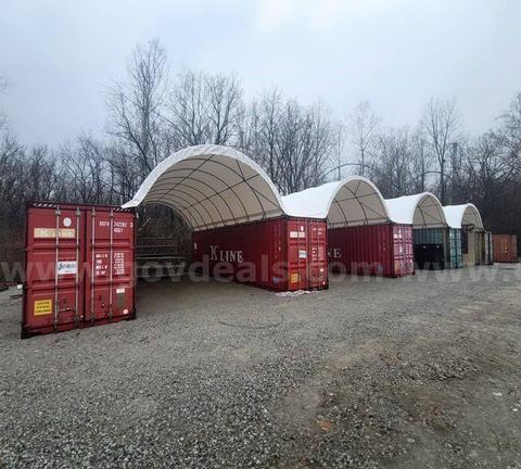 FREE SHIPPING - NEW40'(L) x 40'(W) Shipping Container Canopy Shelter - 21 Oz 610 GSM PVC White Cover Storage Container