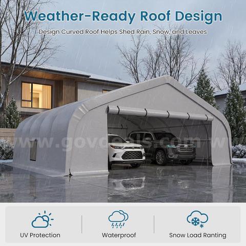 FREE SHIPPING - NEW 20' x 20' Heavy-Duty Double Carport with Roll-Up Doors