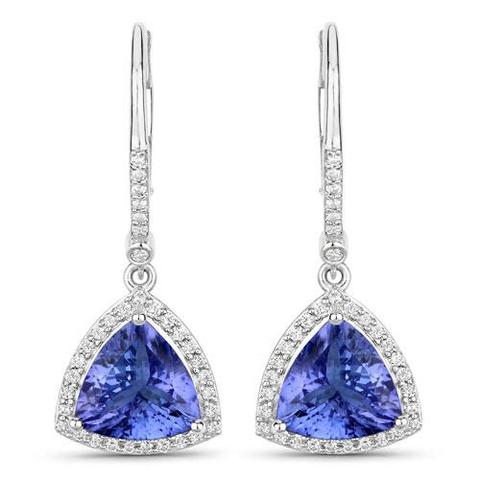 14K White Gold Tanzanite Diamond Earrings