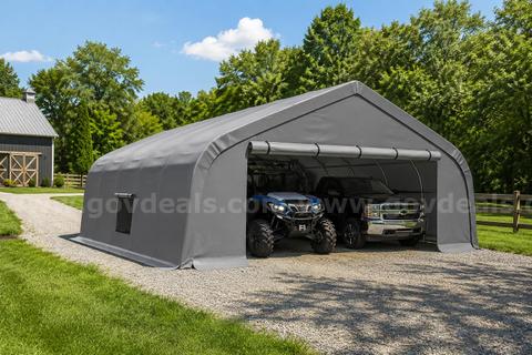 FREE SHIPPING - NEW 20' x 20' Heavy-Duty Double Carport with Roll-Up Doors