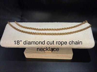 4MM, 24k Gold, 18 Inch, Diamond Cut Rope Chain Necklace