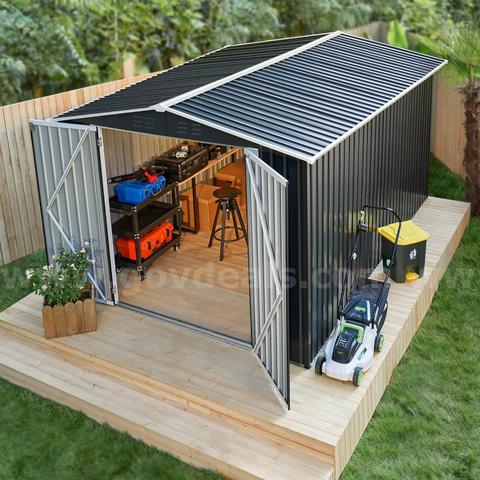 FREE SHIPPING NEW 8' x 12' Metal Outdoor Storage Shed with Lockable Door – Black