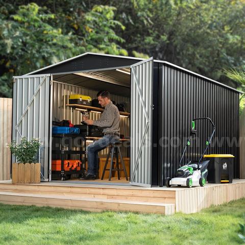 FREE SHIPPING NEW 8' x 12' Metal Outdoor Storage Shed with Lockable Door – Black