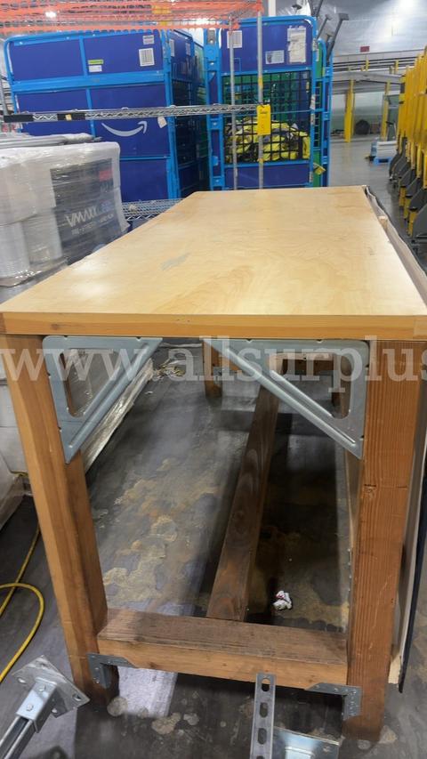1 Ea. Heavy duty wood workbench with metal brackets