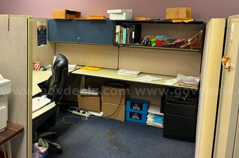 Office furniture, tables, file cabinets, Herman Miller office panels
