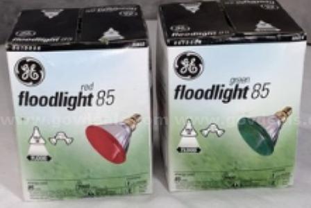 GE-85-watt PAR38 Red and Green Combo Incandescent Light Bulbs qty 16 boxed - NEW