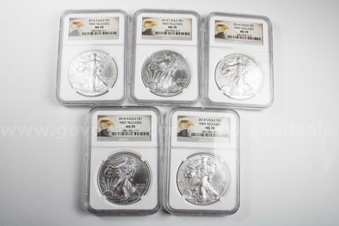 American Silver Eagles 2014 First Strikes NGC MS70