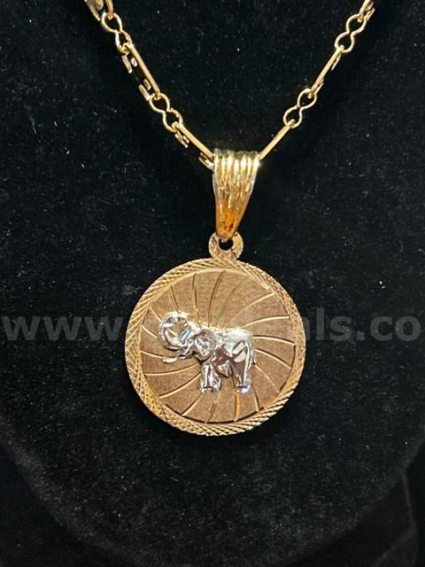 Two-toned Elephant Pendant with 25 Inch Chain.24K Real Gold Plated FREE SHIPPING W/ BUY IT NOW!