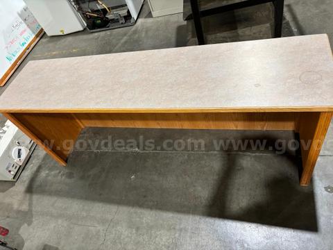 6'L Wood Side Table w/ Formica Top