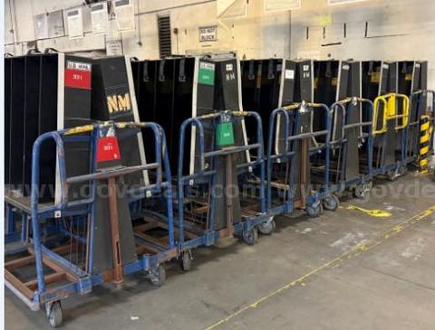 Carts  excelent  to transport books, magazines, etc qty 40 with casters and solid steel frame.