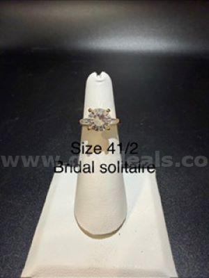 Gorgeous, 3 Carat, 24k Gold, Ladies, CZ Solitaire Bridal Ring, Size 4 1/2