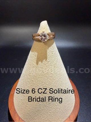 Gorgeous, Ladies, Size 6, Real 24k Gold Filled, CZ Solitaire Bridal Ring W/Accents