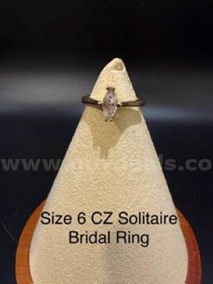 Beautiful, 24k Gold, Size 6, Ladies, CZ Solitaire Bridal Ring