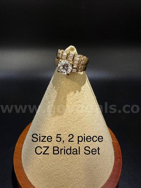 Gorgeous, Ladies, 24k Gold, 2 piece, CZ Bridal Ring Set