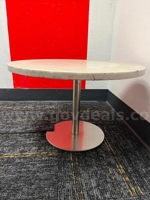 White Marble Table with Metal Footing