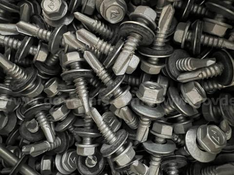 50 PCS HEX WASHER HEAD 1410- 14X1 SELF DRILL COATED SILVER W/BONDED WASHER 3/8" *WILL SHIP*